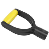 Shovel D Grip Handle 32mm Inner Diameter Silicone Grip Reinforcement Snow Shovel Handle Replacement for Digging Raking Tool Yellow Black - 45-Degree Angle