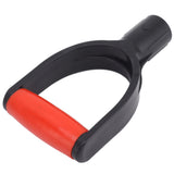 Shovel D Grip Handle 32mm Inner Diameter Silicone Grip Reinforcement Snow Shovel Handle Replacement for Digging Raking Tool Red Black - Front View