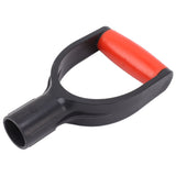 Shovel D Grip Handle 32mm Inner Diameter Silicone Grip Reinforcement Snow Shovel Handle Replacement for Digging Raking Tool Red Black - Rear View