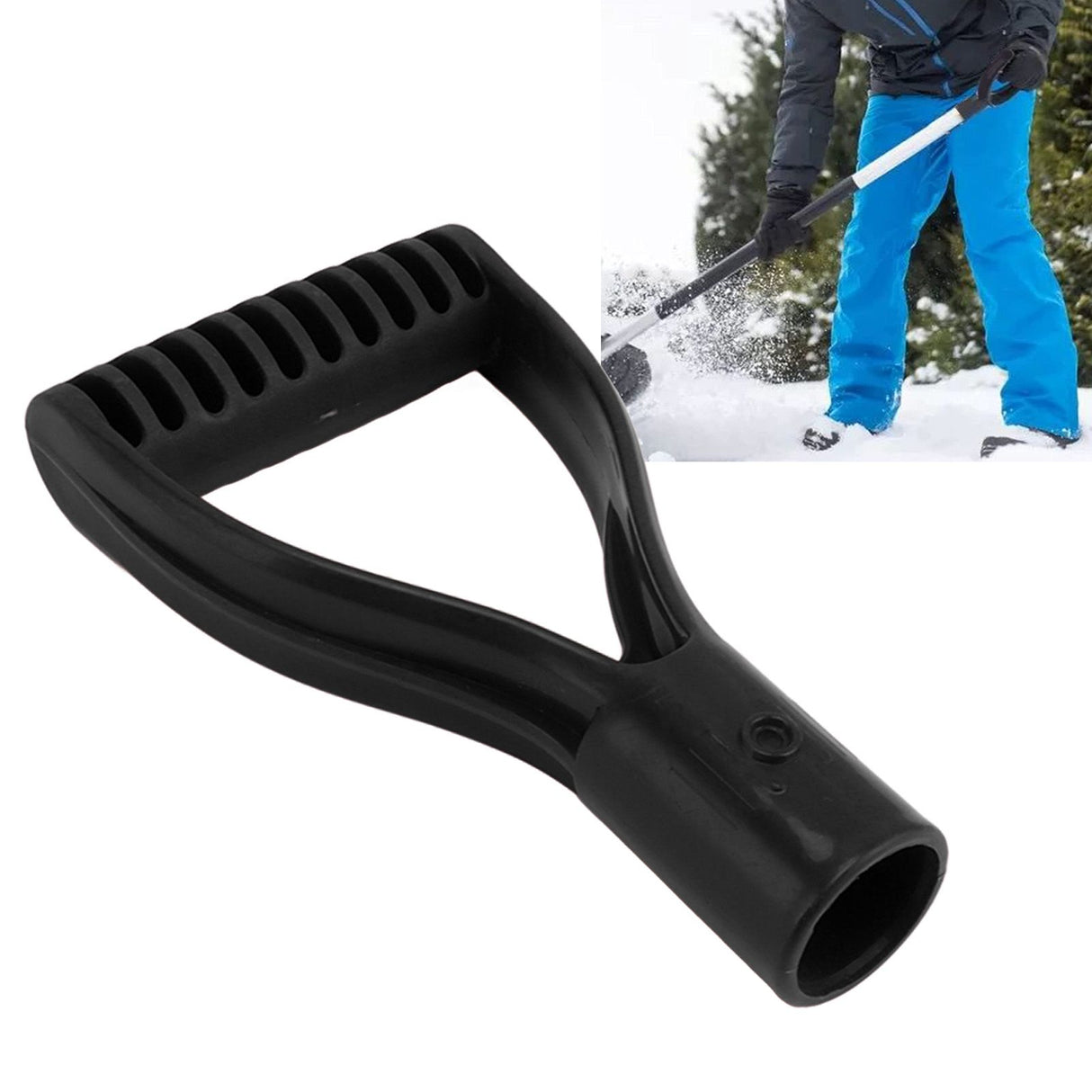Spade Handle Plastic 32mm Inner Diameter D Grip Handle Shovel Handle Replacement for Snow Shovel Digging Raking Black