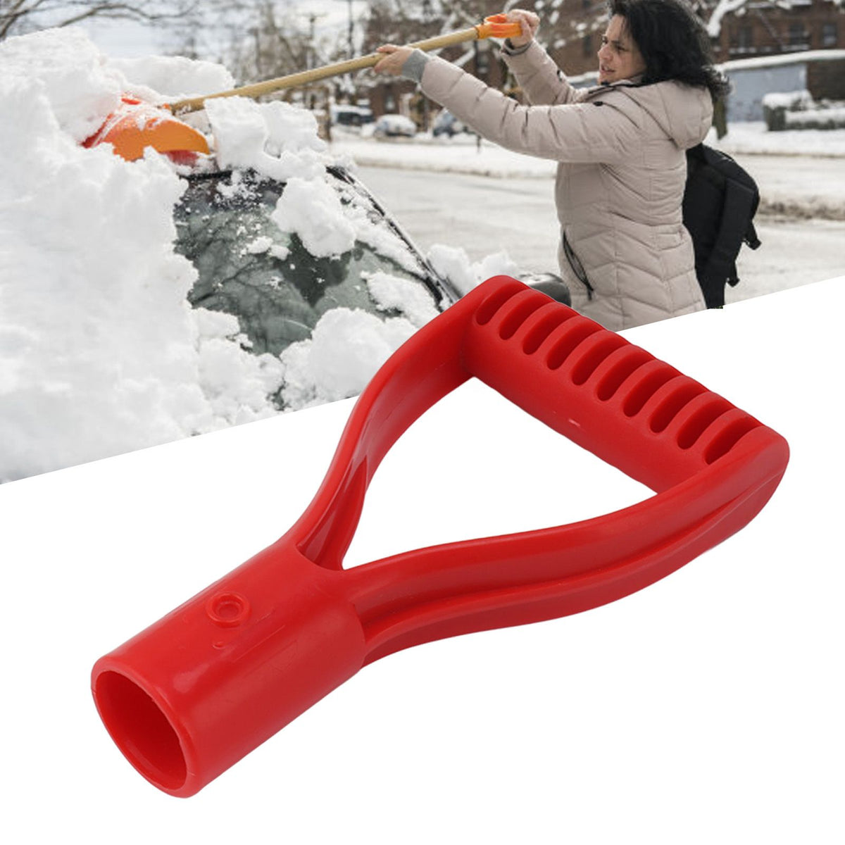 Spade Handle Plastic 32mm Inner Diameter D Grip Handle Shovel Handle Replacement for Snow Shovel Digging Raking Red