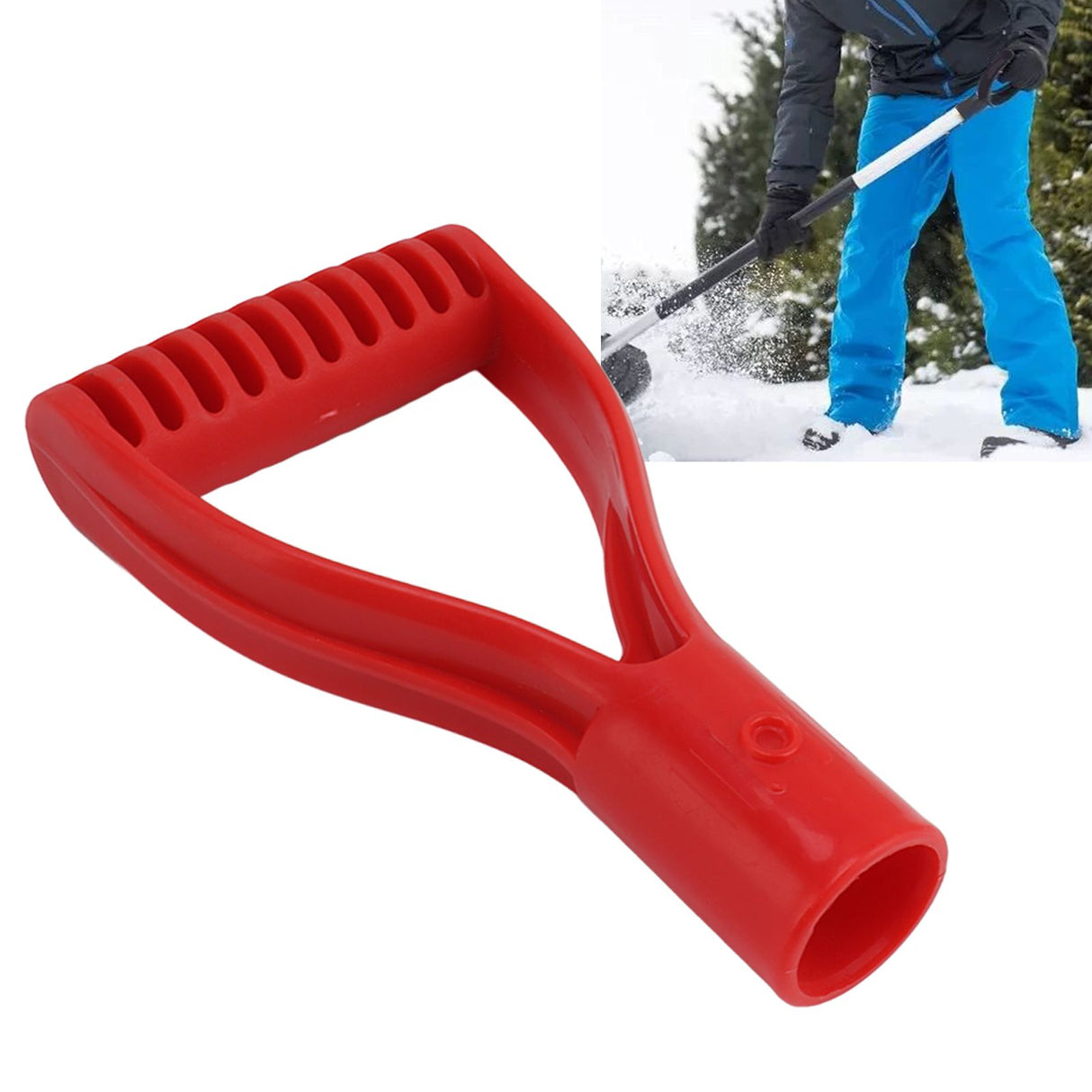 Spade Handle Plastic 32mm Inner Diameter D Grip Handle Shovel Handle Replacement for Snow Shovel Digging Raking Red