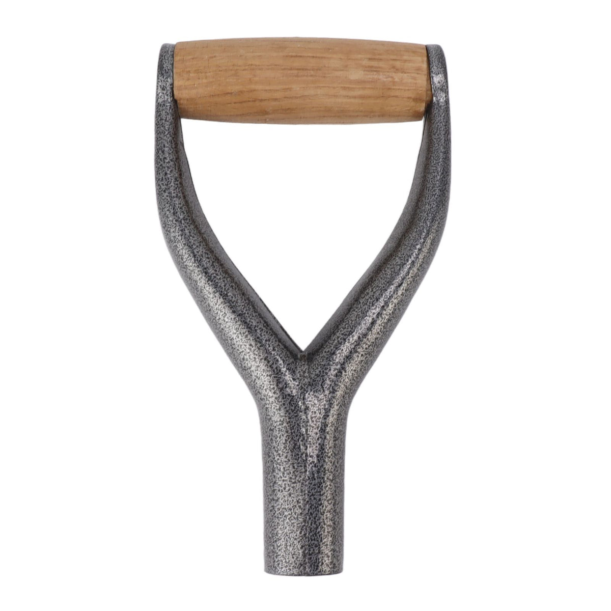 Shovel Handle Y Shaped 12.22in Inside Diameter Replacement Spade Handle with Wooden Grip for Garden Digging Raking Tool Silver