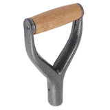 Shovel Handle Y Shaped 12.22in Inside Diameter Replacement Spade Handle with Wooden Grip for Garden Digging Raking Tool Silver - Front View