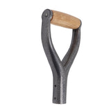Shovel Handle Y Shaped 12.22in Inside Diameter Replacement Spade Handle with Wooden Grip for Garden Digging Raking Tool Silver - Top-Down View