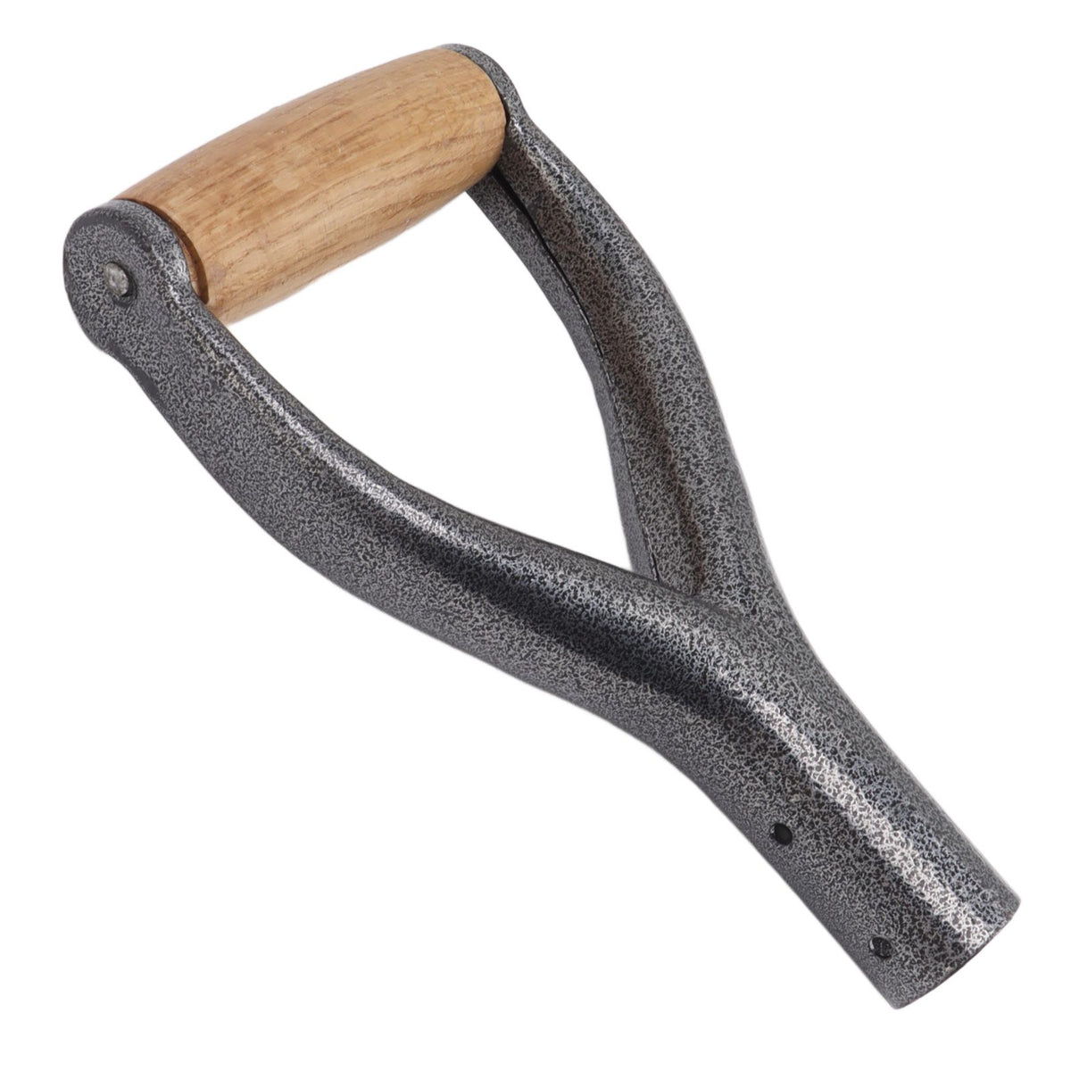 Shovel Handle Y Shaped 12.22in Inside Diameter Replacement Spade Handle with Wooden Grip for Garden Digging Raking Tool Silver
