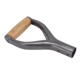 Shovel Handle Y Shaped 12.22in Inside Diameter Replacement Spade Handle with Wooden Grip for Garden Digging Raking Tool Silver