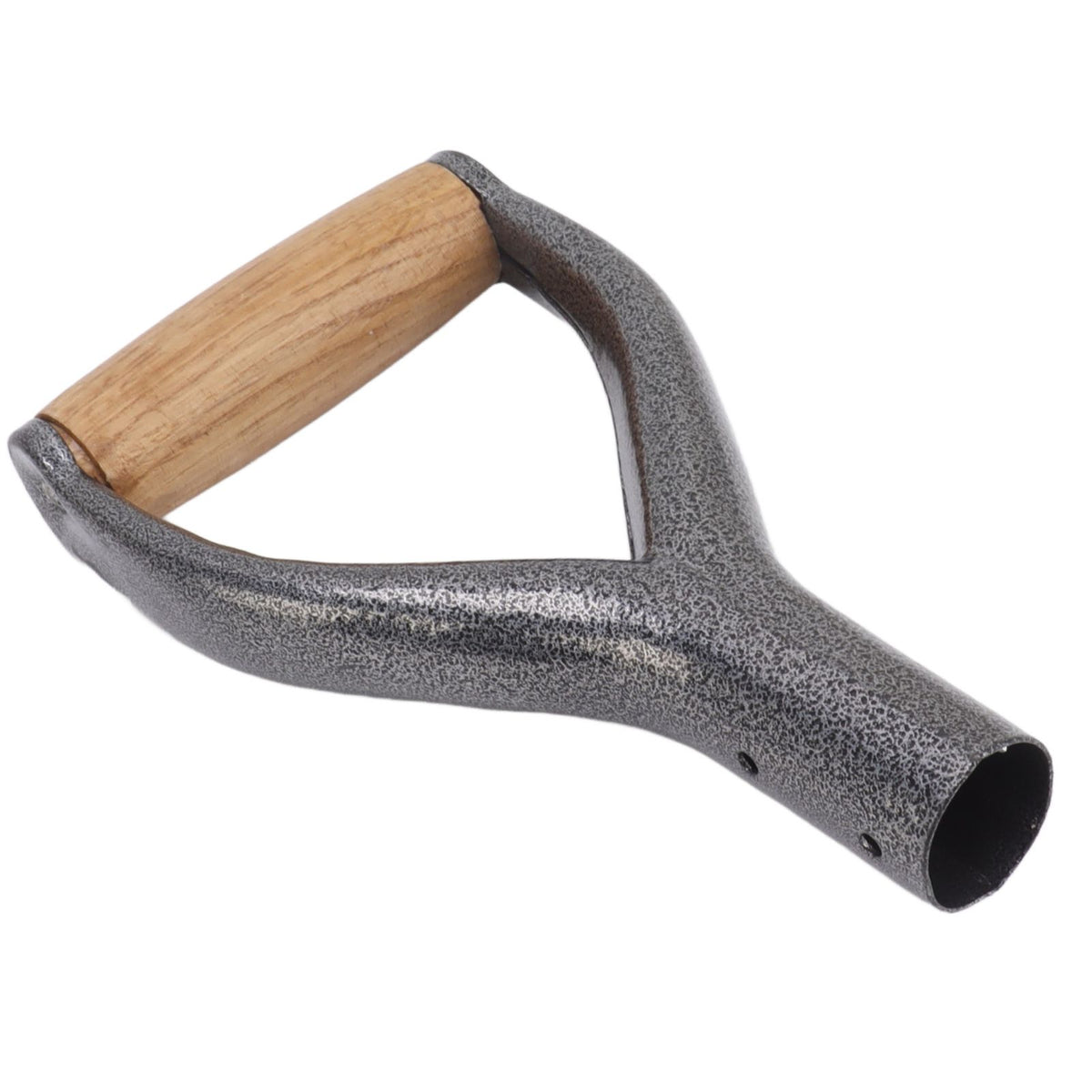 Shovel Handle Y Shaped 12.22in Inside Diameter Replacement Spade Handle with Wooden Grip for Garden Digging Raking Tool Silver