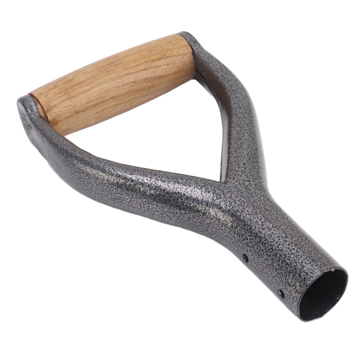 Shovel Handle Y Shaped 12.22in Inside Diameter Replacement Spade Handle with Wooden Grip for Garden Digging Raking Tool Silver