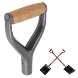 Shovel Handle Y Shaped 12.22in Inside Diameter Replacement Spade Handle with Wooden Grip for Garden Digging Raking Tool Silver