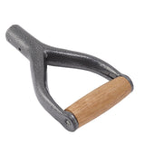 Shovel Handle Y Shaped 12.22in Inside Diameter Replacement Spade Handle with Wooden Grip for Garden Digging Raking Tool Silver