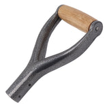 Shovel Handle Y Shaped 12.22in Inside Diameter Replacement Spade Handle with Wooden Grip for Garden Digging Raking Tool Silver - Extra Image