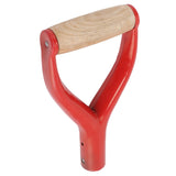 Shovel Handle Y Shaped 12.22in Inside Diameter Replacement Spade Handle with Wooden Grip for Garden Digging Raking Tool Red - Side View