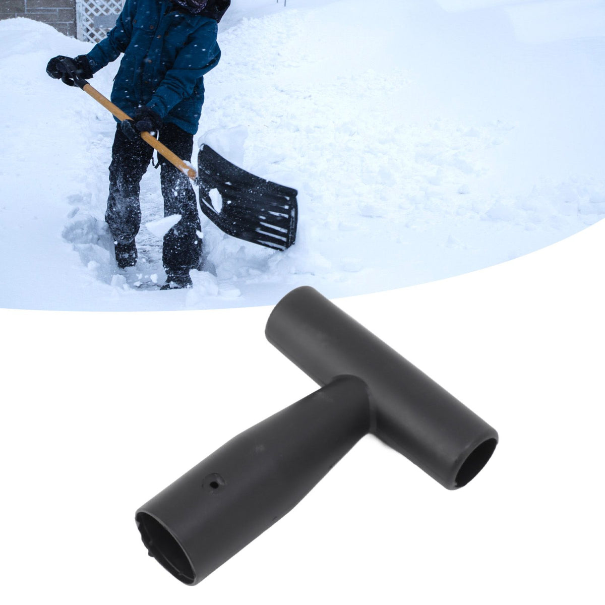 T Grip Shovel Handle Plastic Strong Lightweight Non Slip Snow Shovel Handle 3.4cm Inner Diameter