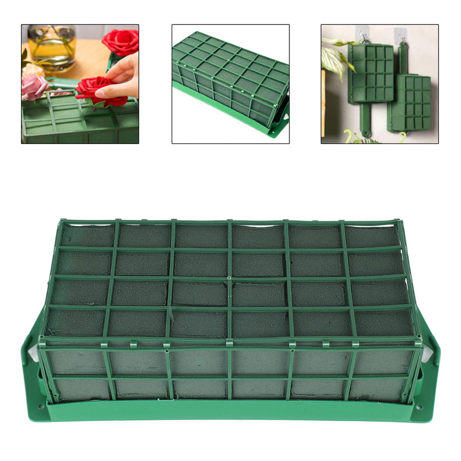 Floral Foam Cage Rectangle Flower Cage Holder Floral Foam with Holder Grid for Fresh Flowers Wedding Party Decoration