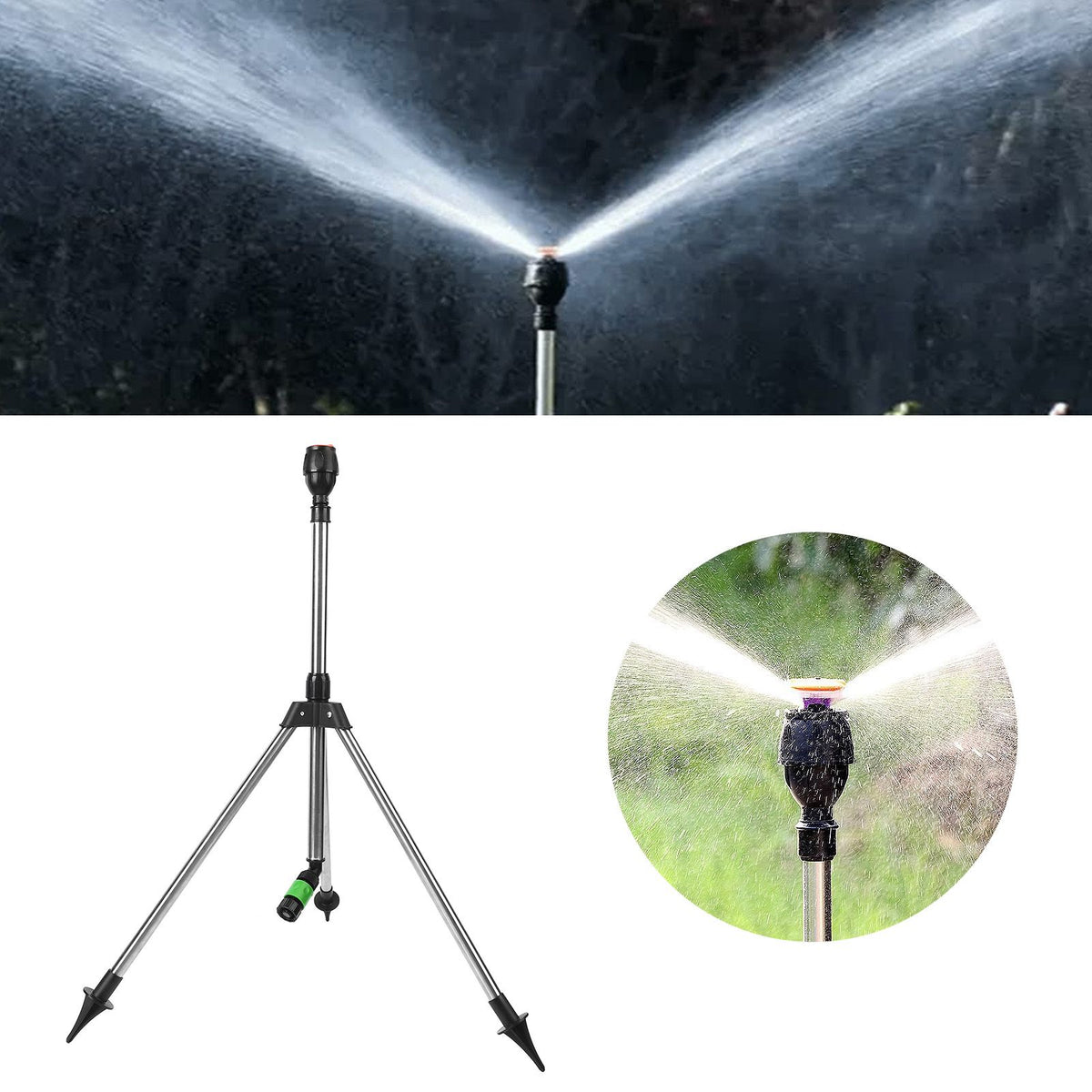 Sprinkler Tripod 360 Degree Rotating Automatic Irrigation Head Liftable Spraying Stand for Garden Lawn