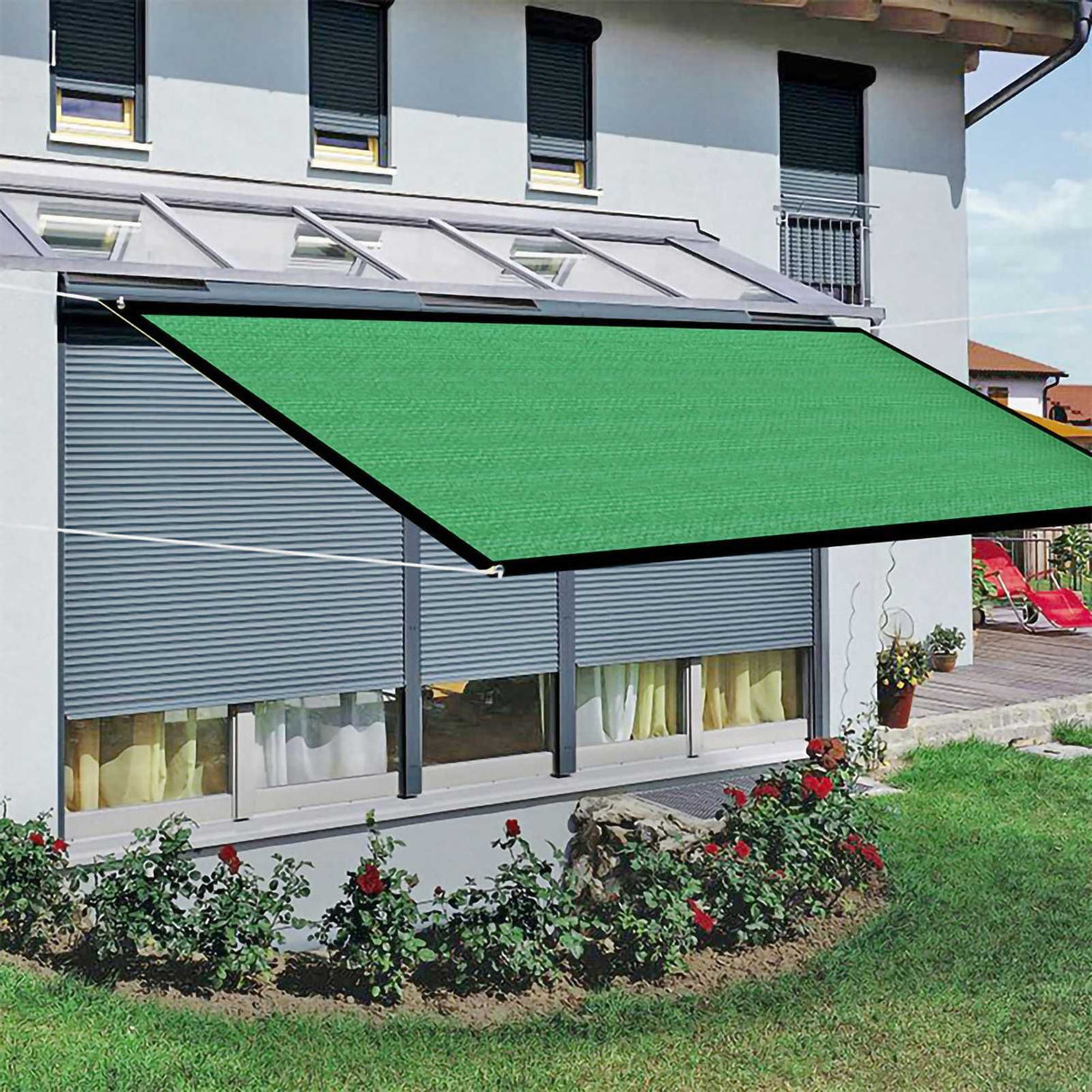 Square Geen Sun Shade Sail Canopy Awning Encrypted Thickened Breathable Sun Shade Sail for Outdoor Courtyard 2x2m 14 Pin
