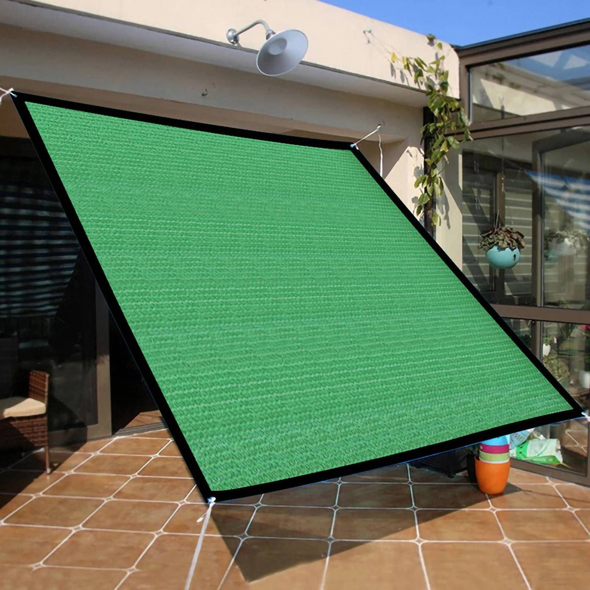 Square Geen Sun Shade Sail Canopy Awning Encrypted Thickened Breathable Sun Shade Sail for Outdoor Courtyard 2x2m 14 Pin