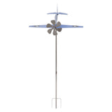 Airplane Weather Vane Iron Stainless Steel Outdoor Wind Spinner Windmill for Garden Patio Lawn Yard Blue