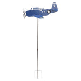Airplane Weather Vane Iron Stainless Steel Outdoor Wind Spinner Windmill for Garden Patio Lawn Yard Blue