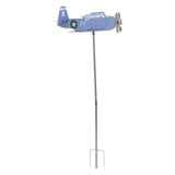 Airplane Weather Vane Iron Stainless Steel Outdoor Wind Spinner Windmill for Garden Patio Lawn Yard Blue