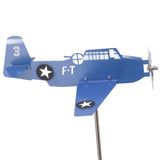 Airplane Weather Vane Iron Stainless Steel Outdoor Wind Spinner Windmill for Garden Patio Lawn Yard Blue - Extra Image