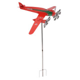Metal Aircraft Weather Vane 3D Red Rustproof Smooth Airplane Windmill Wind Spinner for Garage Dome Barn Patio Red - Front View