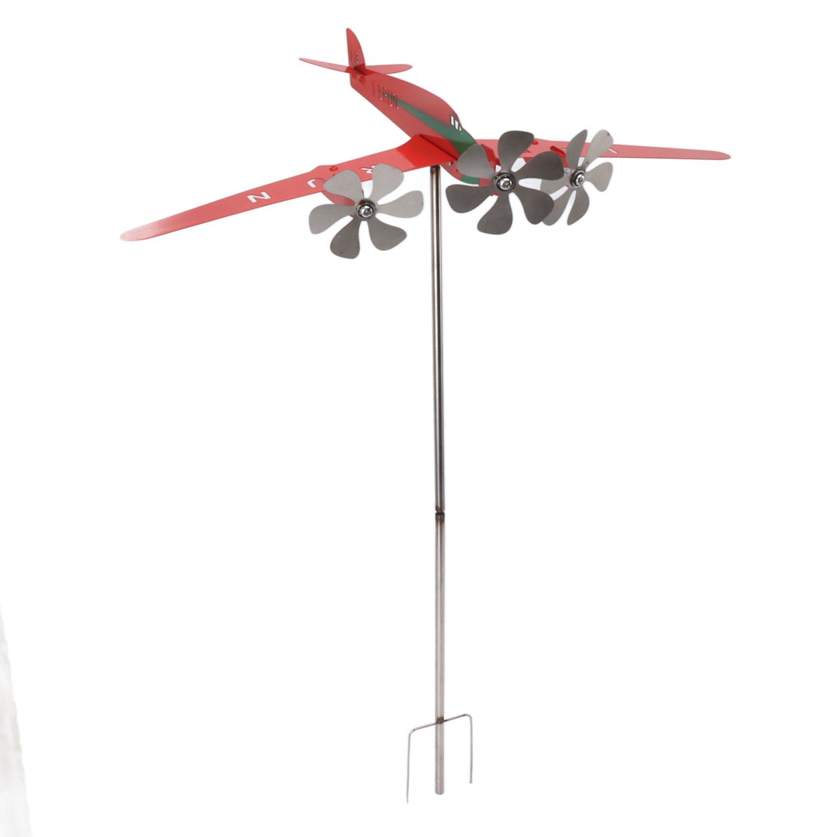 Metal Aircraft Weather Vane 3D Red Rustproof Smooth Airplane Windmill Wind Spinner for Garage Dome Barn Patio Red