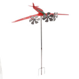 Metal Aircraft Weather Vane 3D Red Rustproof Smooth Airplane Windmill Wind Spinner for Garage Dome Barn Patio Red