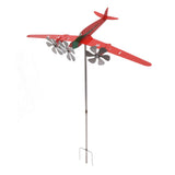 Metal Aircraft Weather Vane 3D Red Rustproof Smooth Airplane Windmill Wind Spinner for Garage Dome Barn Patio Red