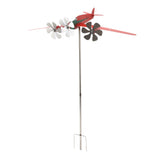 Metal Aircraft Weather Vane 3D Red Rustproof Smooth Airplane Windmill Wind Spinner for Garage Dome Barn Patio Red