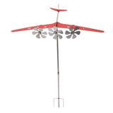 Metal Aircraft Weather Vane 3D Red Rustproof Smooth Airplane Windmill Wind Spinner for Garage Dome Barn Patio Red