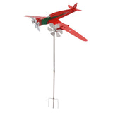 Metal Aircraft Weather Vane 3D Red Rustproof Smooth Airplane Windmill Wind Spinner for Garage Dome Barn Patio Red