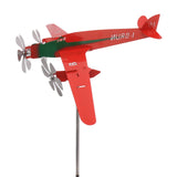 Metal Aircraft Weather Vane 3D Red Rustproof Smooth Airplane Windmill Wind Spinner for Garage Dome Barn Patio Red