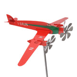 Metal Aircraft Weather Vane 3D Red Rustproof Smooth Airplane Windmill Wind Spinner for Garage Dome Barn Patio Red
