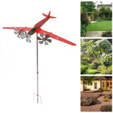 Metal Aircraft Weather Vane 3D Red Rustproof Smooth Airplane Windmill Wind Spinner for Garage Dome Barn Patio Red - Extra Image