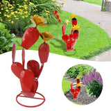 Metal Prickly Pear Cactus with Flowers Iron Rustic Cactus Statue Desert Decor Sculpture for Garden Yard Lawn Patio Red