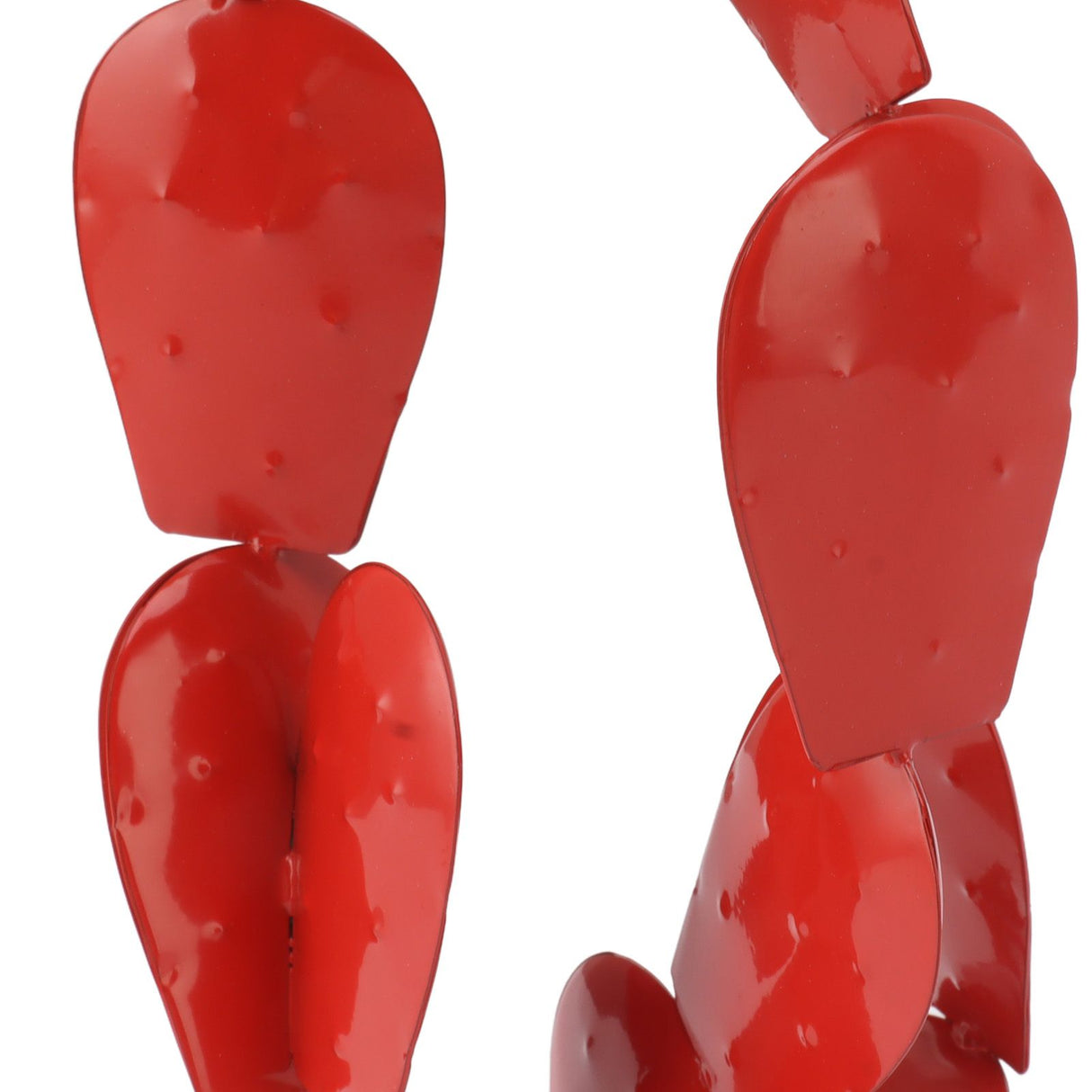 Metal Prickly Pear Cactus with Flowers Iron Rustic Cactus Statue Desert Decor Sculpture for Garden Yard Lawn Patio Red