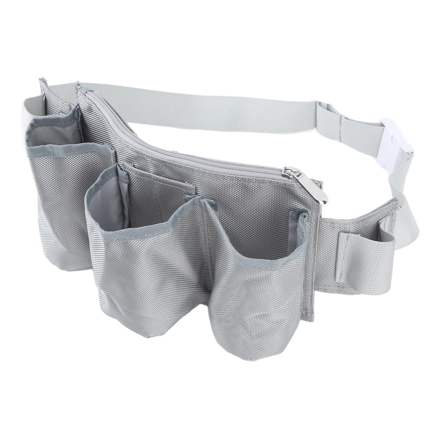Garden Tool Belt 6 Pockets 2 Straps Waterproof Oxford Fabric Adjustable Gardening Tool Pouch for Family Camping Outdoor Gray