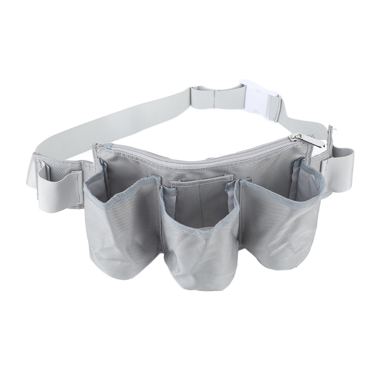 Garden Tool Belt 6 Pockets 2 Straps Waterproof Oxford Fabric Adjustable Gardening Tool Pouch for Family Camping Outdoor Gray