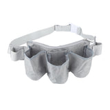Garden Tool Belt 6 Pockets 2 Straps Waterproof Oxford Fabric Adjustable Gardening Tool Pouch for Family Camping Outdoor Gray