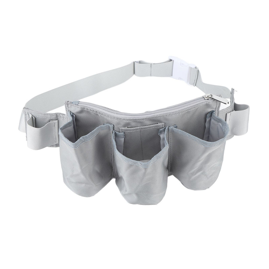 Garden Tool Belt 6 Pockets 2 Straps Waterproof Oxford Fabric Adjustable Gardening Tool Pouch for Family Camping Outdoor Gray