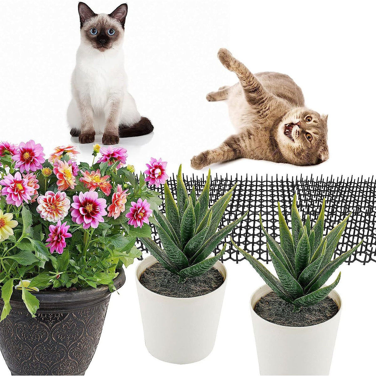 12Pcs Cat Deterrent Mat Anti Cat Dog Network Indoor Outdoor Repellent Training Plastic Spike Mat for Keeping Away Cats Dogs Protecting Plants