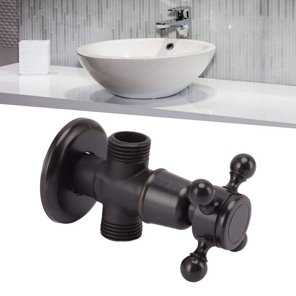 Angle Stop Valve Retro Copper Cross Handle Water Stop Valve for Bathroom Toilet Kitchen Faucet