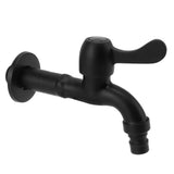 Water Faucet 304 Stainless Steel G1/2 Caliber Wall Mounted Long Style Single Cold Water Tap Black Washing Machine Faucet - Side View