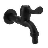Water Faucet 304 Stainless Steel G1/2 Caliber Wall Mounted Long Style Single Cold Water Tap Black Washing Machine Faucet - Top-Down View