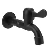 Water Faucet 304 Stainless Steel G1/2 Caliber Wall Mounted Long Style Single Cold Water Tap Black Mop Tank Faucet - Side View