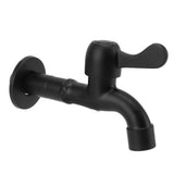 Water Faucet 304 Stainless Steel G1/2 Caliber Wall Mounted Long Style Single Cold Water Tap Black Mop Tank Faucet - 45-Degree Angle