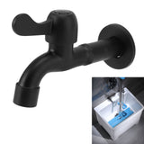 Water Faucet 304 Stainless Steel G1/2 Caliber Wall Mounted Long Style Single Cold Water Tap Black Mop Tank Faucet