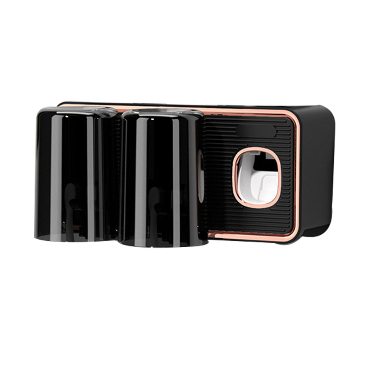 Toothbrush Shelf Drilling Free Toothbrush Holder Rack with Automatic Toothpaste Dispenser Black